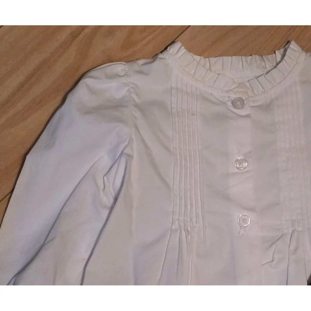 Toddler Girls White Pleated Button‎ Front Shirt Red Buffalo Plaid Pants Set 2T